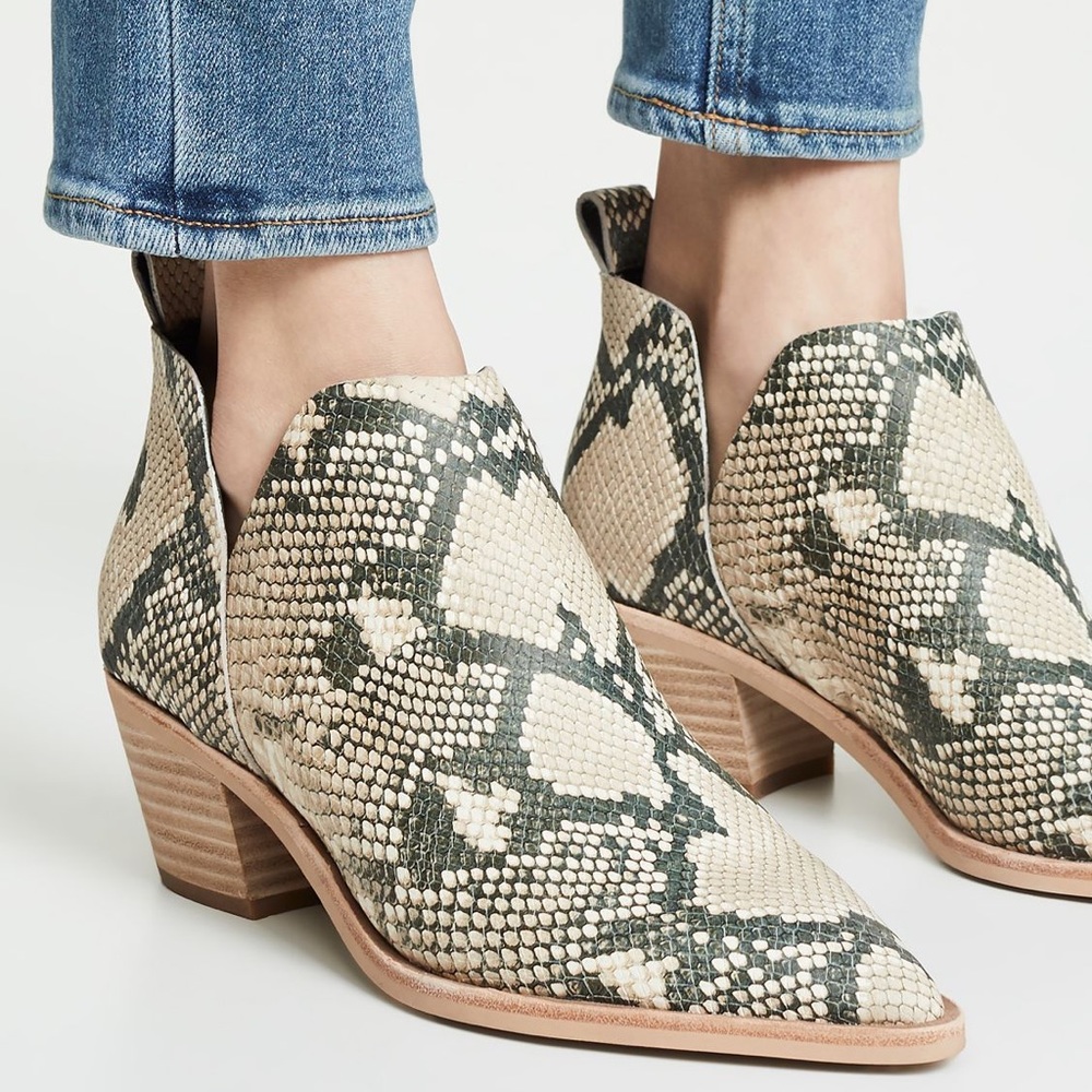 Dolce Vita Sonni Booties in TAUPE Snakeskin.